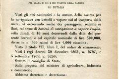 Regio Decreto del 25 luglio 1876 di approvazione Societa di Navigazione a Vapore Puglia con sede in Bari